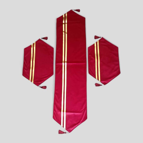 Velvet Double-Line Runner Set (Red)