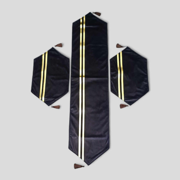 Velvet Double-Line Runner Set (Dark Brown)