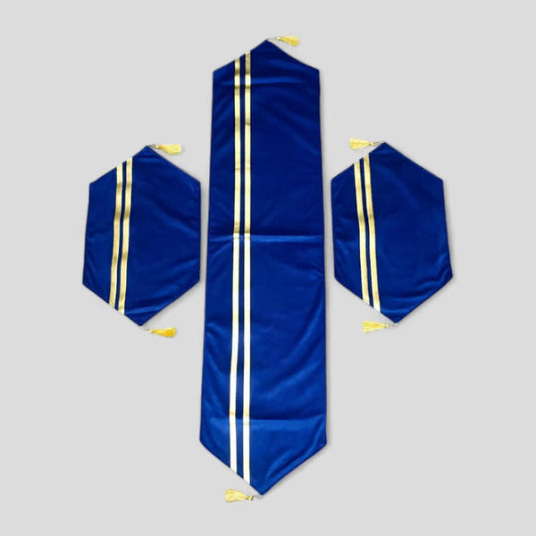 Velvet Double-Line Runner Set (Blue)