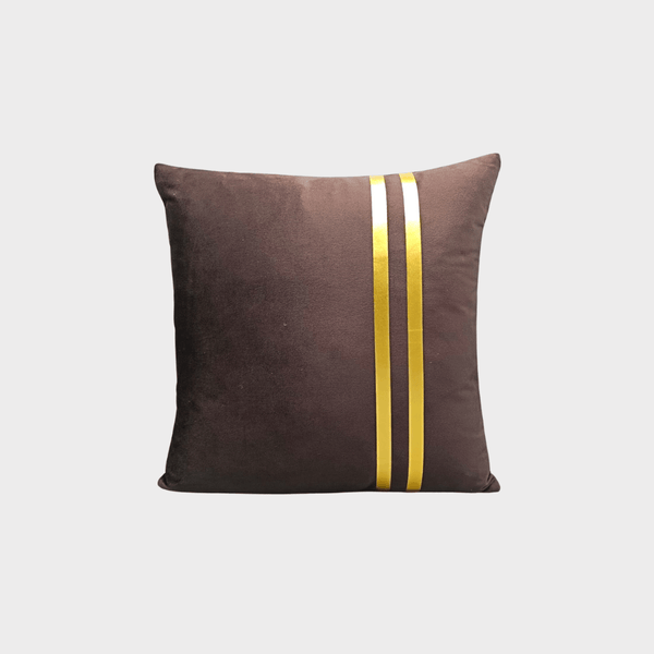 Velvet Double-Line Cushion Cover (Dark Brown)