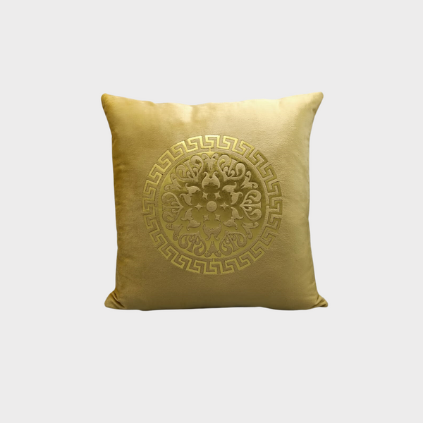 Round Motive Velvet Cushion (Golden)