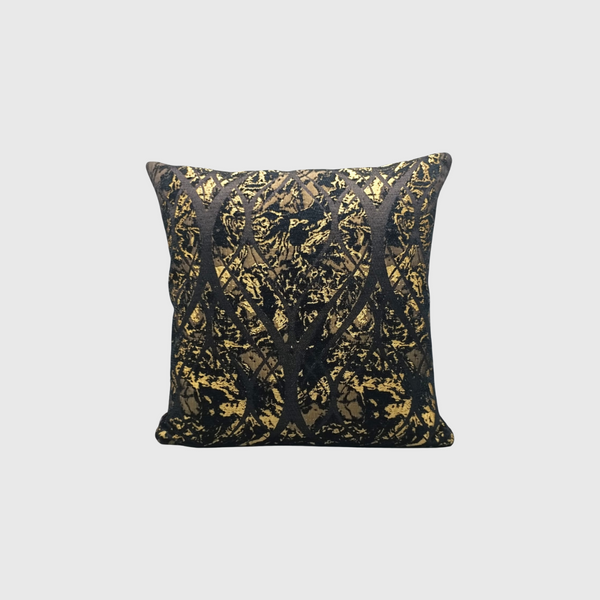 Jacquard-Velvet Wave Cushion Cover (Black)