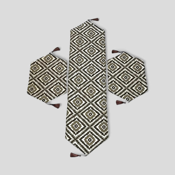 Jacquard Diamond Runner Set (Dark Brown)