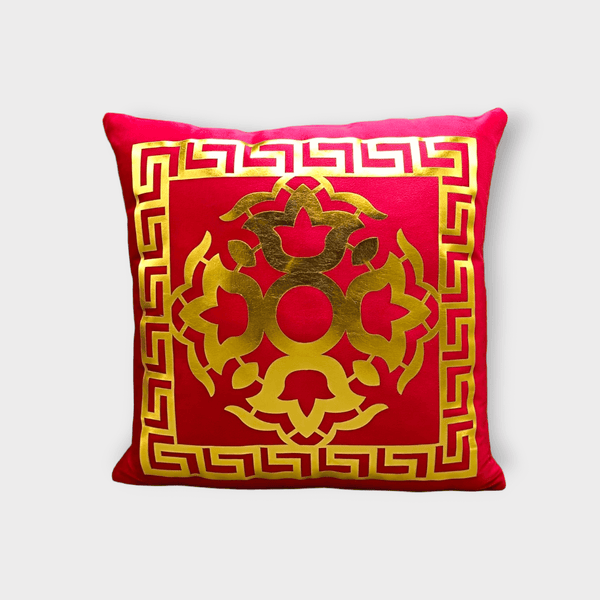 Velvet L.S Motive Cushion Cover (Red)