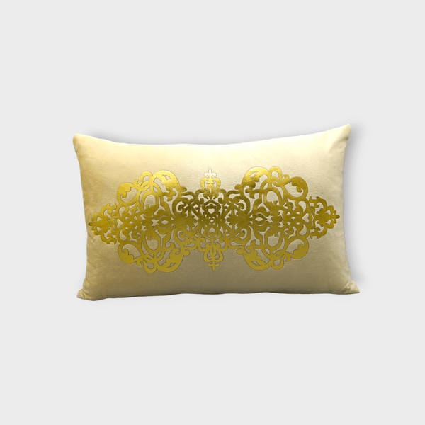 Velvet Motive Throw Pillow Cover (White Gold)