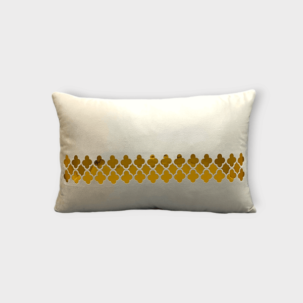 Velvet Motive Line Throw Pillow Cover (Off-White)