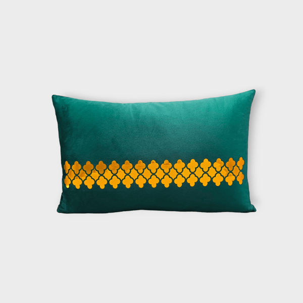 Velvet Motive Line Throw Pillow Cover (Green)