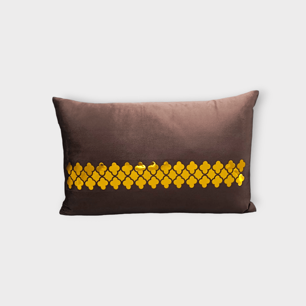 Velvet Motive Line Throw Pillow Cover (Dark Brown)