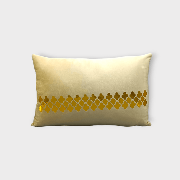 Velvet Motive Line Throw Pillow Cover (White Gold)