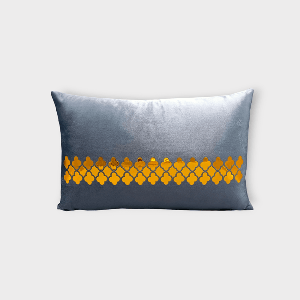 Velvet Motive Line Throw Pillow Cover (Grey)