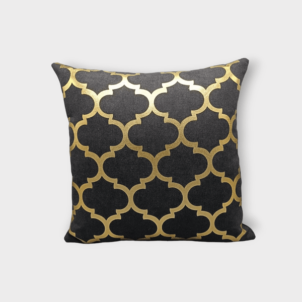 Khadi Foil Print Cushion Cover (Black)