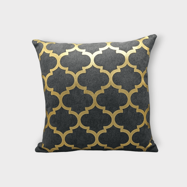 Khadi Foil Print Cushion Cover (Dark Grey)