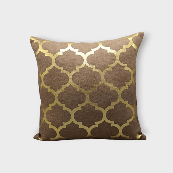 Khadi Foil Print Cushion Cover (Light Brown)