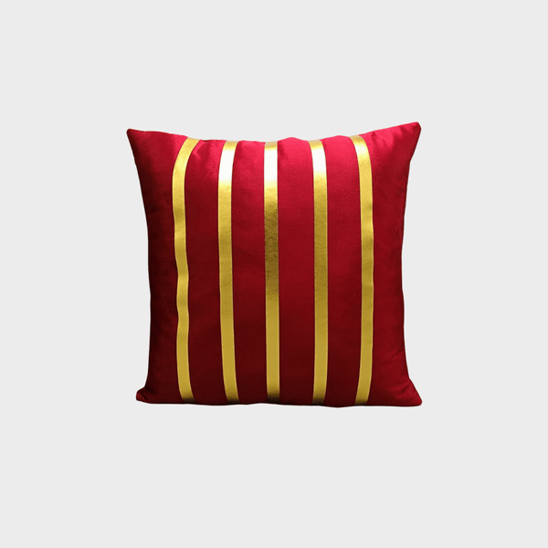 Velvet 5-Line Cushion Cover (Red)