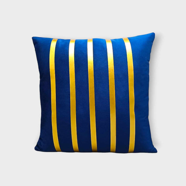 Velvet 5-Line Cushion Cover (Blue)