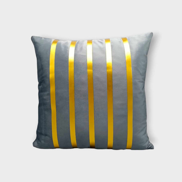 Velvet 5-Line Cushion Cover (Grey)