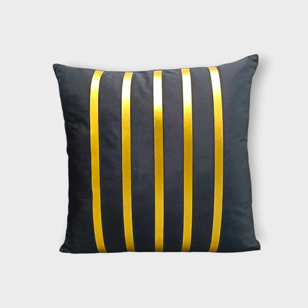 Velvet 5-Line Cushion Cover (Black)