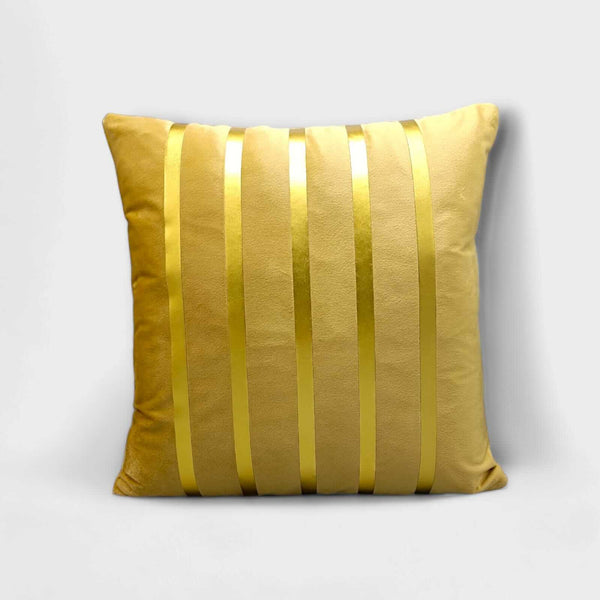 Velvet 5-Line Cushion Cover (Golden)